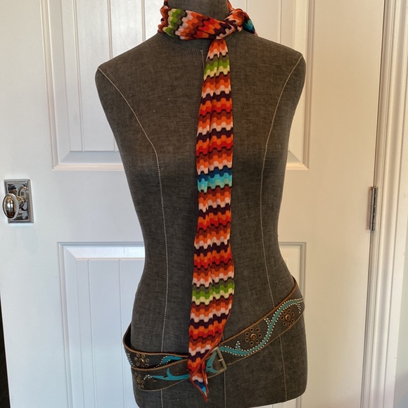 Missoni traditional print zigzag print thin tie scarf Made in Italy - Picture 5 of 10